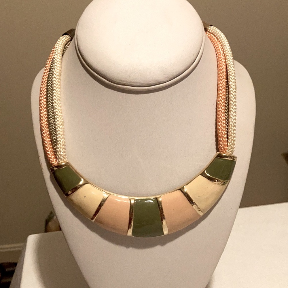 Enamel and rope statement necklace